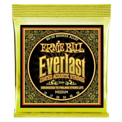 Obrázek Ernie Ball Bronzové struny na akustickou kytaru Everlast Medium Coated 80/20, tloušťka 13 56