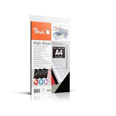 Obrázek Peach PB100 17 zadní stěny krycí listy A4, 250 g/m², 25 kusů, vysoký lesk, černý