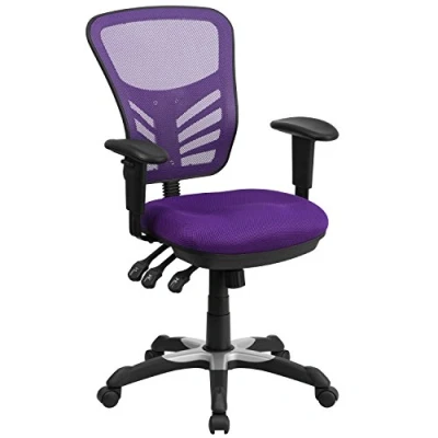 Obrázek Flash Furniture Bürostuhl, ergonomisch, mit Mesh Rückenunterstützung, geformtem und höhenverstellbarem Sitz 3 Paddelsteuerungen, Lila