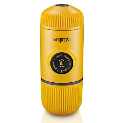 Obrázek WACACO Přenosný kávovar na espreso Nanopresso, upgrade verze Minipresso, tlak 18 barů, malý rýžovou kávu, bez ochranného pouzdra, manuální, pro stanování a turistiku, žlutý