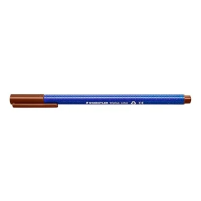 Obrázek STAEDTLER Fixy triplus color, hnědé, trojhranné, stabilní, špička odolná proti vtisku, šířka linie cca 1 mm, vhodné pro děti, vysoká kvalita Made in Germany, 10 fibre tip per v kartonovém pouzdře,
