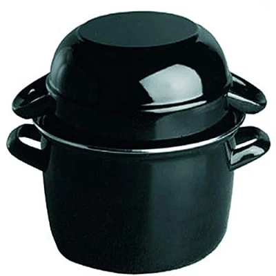 Obrázek APS hrnec na mušle, servírovací mušle 2 kg, mořské plody, z černé smaltované oceli, obsah: 5,2 litru, 26,5 x 33 cm, výška 20 cm