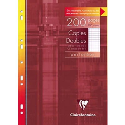 Obrázek Clairefontaine Balení 47122C (se 100 listy listů papíru DIN A4, 21 x 29,7 cm, děrované, čtverečkované s okrajem) bílé