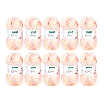 Obrázek Gründl Baby color, 10 klubíček à 50 g vlna (vlna podobná vlně jako na ruční pletení &amp; háčkovací příze, lze prát, ze 70 % polyakrylu 30 polyamid, 100 / 300 m, síla jehlic: 3,5 4,5, x