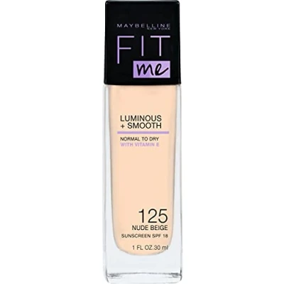 Obrázek Maybelline New York Make Up, Fit Me! Foundation s LSF18, pro bezchybnou pleť, všechny typy pleti, č. 125 Naude béžová, 30 ml