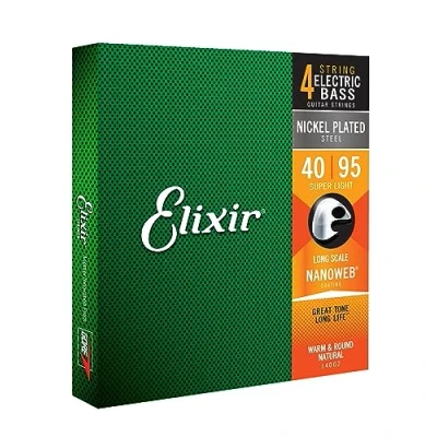 Obrázek Elixir® struny Nickel Wound 4 str. E Bass s NANOWEB® vrstvou, Long Scale, Super Light (.040 .095)