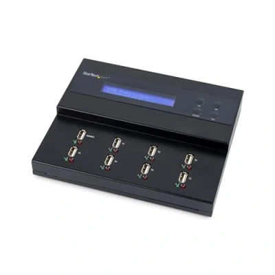 Obrázek StarTech.com 1:7 USB Stick klonovací stanice a mazací přístroj, kopírka pro více disků, systém soubory Sector by kopírování, 1,5 GB/min, Single 3 Pass maso, LCD displej (USBDUP17)