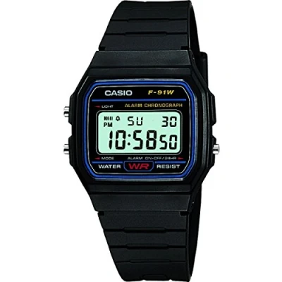 Obrázek Digitální náramkové hodinky Casio Collection Unisex F 91W, černá, jednotná velikost