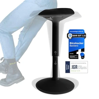 Obrázek Backerz Ergonomická stolička kancelářská s nastavením výšky 5580 cm sedací a stojací pohyblivá pracovní pro domácnost kancelář potažena vodoodpudivou