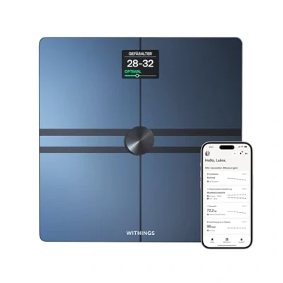 Obrázek WITHINGS Body Comp WLAN Smart váha s kompletní analýzou těla vč. podílu tuku, svalové hmoty, hustoty kostí, viscerální tuk, digitální osobní váhy / tělesného tuku Bluetooth