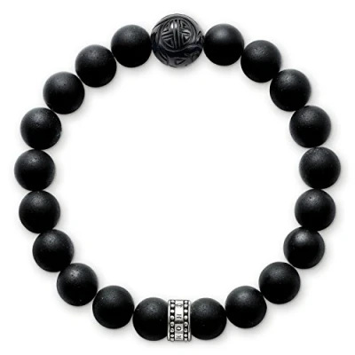 Obrázek Thomas Sabo Náramek Obsidián sterlingové stříbro 925 A1085 023 11, Stříbro, Perla