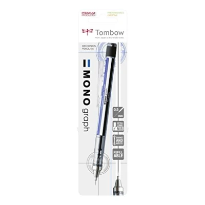 Obrázek Tombow SH MG BS mechanická tužka monograf s extra dlouhým kovovým hrotem, bílá/modrá/černá, 1 kus (1 balení)