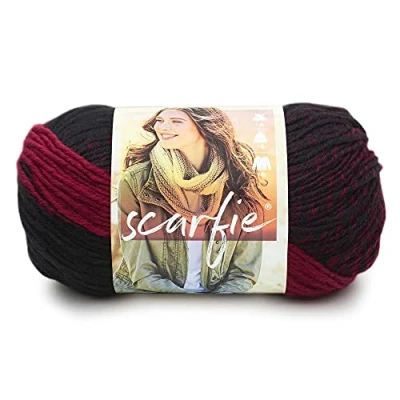 Obrázek Lion Brand Yarn Scarfie pletací příze pro šály One Size Cranberry/Black