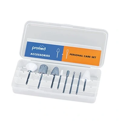 Obrázek Promed sada brusných těles Personal Care, 8 pro přírodní zpracování nehtů, bitů, nástavce na frézky nehty, příslušenství , průměr dříku 2,332 až 2,350 mm.