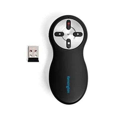 Obrázek Kensington bezdrátový Presenter s červeným laserem, 2,4 GHz USB Presenter, červený laserové ukazovátko, pro PC a Mac, dálkové ovládání PowerPoint KeyNote, dosah 20 m, černý, 33374EU