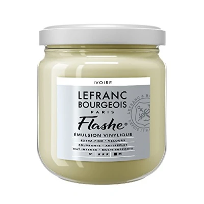 Obrázek Lefranc Bourgeois 300537 Flashe akrylová barva &amp; vinylová barva, vysoce pigmentovaná, elastická, stálá na světle, odolná proti stárnutí, matná, pro vnitřní i venkovní použití, květináč 400 ml slonová kost