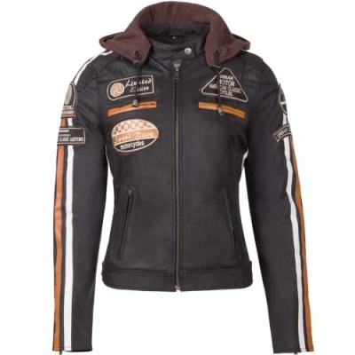 Obrázek Motorradjacke Damen Mit Protektoren, URBAN 5884 , Damenjacke aus Lammleder, Protektoren für Rücken, Schultern und Ellenbogen, Braun, S