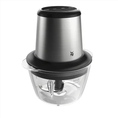Obrázek WMF Elektrický sekáček Kult X Edition se skleněnou nádobou, 320 W, 2 rychlostní stupně, velká nádoba na mixování, matný chrom
