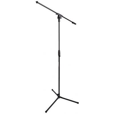 Obrázek Amazon Basics Trojnožkový otočný stojan na mikrofon, až 218 cm, sklopný a nastavitelný, ultralehká ocel, přenosný, kompatibilní s adaptérem 95 mm 160 mm, černý