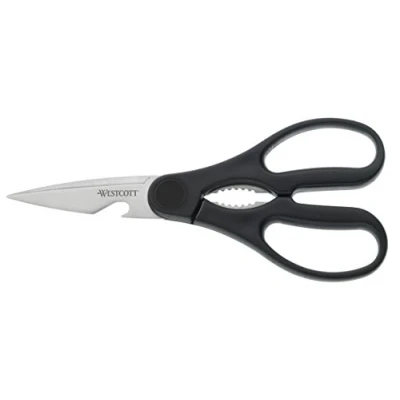 Obrázek Westcott E 30100 00 univerzální nůžky, kuchyňské nůžky do domácnosti s mikroozubením a otvírákem na lahve, 21 cm, černé