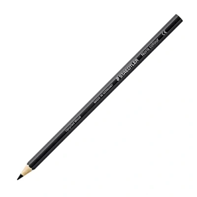 Obrázek STAEDTLER Pastelky Noris colour, černé, protiskluzový měkký povrch, vysoká odolnost proti zlomení, Made from Upcycled Wood, intenzivní barvy, šestihranný formát, 12 černých barevných tužek, 185 9