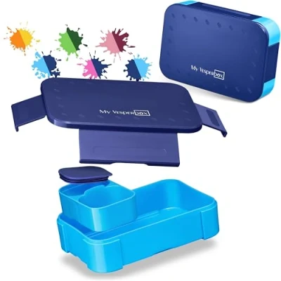 Obrázek My Vesperbox Mini Lite Bento box pro děti krabička na oběd extrémně robustní chléb ideální do školky a školy (víko modrá/tělová světle modrá)
