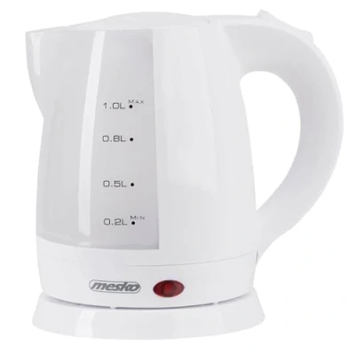 Obrázek Mesko MS1276 Elektrischer Wasserkocher 1 Liter, Kabellos, BPA frei, Klein Teekocher Schnurlos, Automatische Abschaltung Kettle, 360º Basis, Water Kalkfilter, Weiß, 1600W
