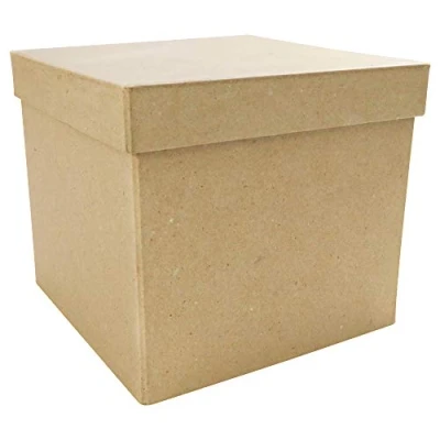 Obrázek Décopatch BT039O box čtvercový z papírmaché, 16 x 14 cm, k ozdobení, perfektní pro dekoraci vašeho bytu, kartonově hnědá