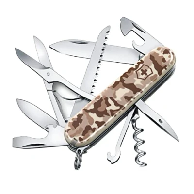 Obrázek Victorinox Švýcarský kapesní nůž, Huntsman, Swiss Army Knife, Multi Tool, 15 funkcí, čepel, vývrtka, otvírák na konzervy, Desert Camouflage