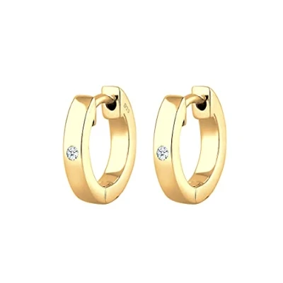 Obrázek Diamore Dámské náušnice kreolky klasické elegantní Diamant (0,04 ct) ze stříbra 925, Mincovní stříbro,