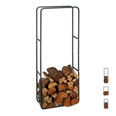 Obrázek Relaxdays regál na krbové dřevo, stohovací pomůcka z oceli, vnitřní a vnější použití, palivové V x Š 150 60 cm, antracit
