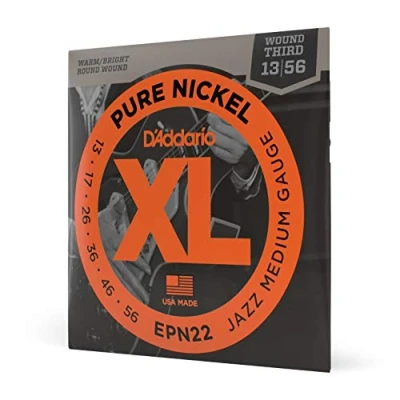 Obrázek D&#039;Addario struny pro elektrické kytary na kytaru E kytara elektrická nejoblíbenější značka strun po celém světě EPN22 čistý nikl Jazz Medium (13 56) ovinutý G