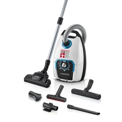 Obrázek Bosch Vysavač se sáčkem ProSilence Serie 8 BGB75XSIL, podlahový vysavač, ideální pro alergiky, hygienický filtr, záruka na motor 10 let, hubice tvrdé podlahy, dlouhý kabel, Made in Germany, 650 W,