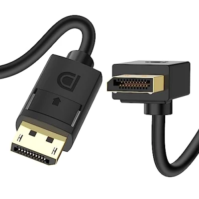Obrázek J&amp;D DisplayPort 1. 4 kabel, úhlové připojení 90 stupňů směrem nahoru kabel V1. s podporou až 8K/60Hz, 4K/144Hz, 2 metry