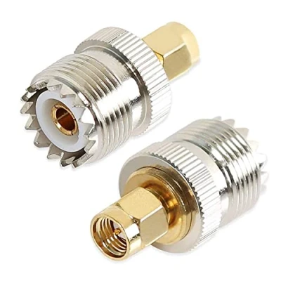Obrázek TengKo UHF zdířka na SMA konektor adaptér HF Coax SO239 (PL259) ruční anténa PL 259 konvertor dvoucestný rádio RF anténní (balení 2 ks)