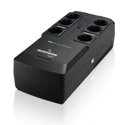 Obrázek Tecnoware Power Systems UPS ERA PLUS STRIP 800, 800 VA USV, Blackout Schutz für PC, Modem, Videoüberwachung, Registrierkassen, USB, AVR, 13 Min PC 50 Modem/Router, Schwarz, 800VA
