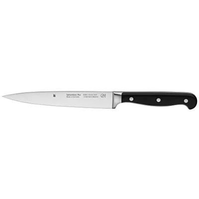 Obrázek Nůž na maso WMF, špičková třída plus, délka 32 cm, čepele 16 ostří Performance Cut Made in Germany, speciální kovaná čepelková ocel, bezespárové nýtované držadlo z umělé hmoty.