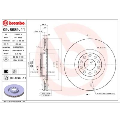 Obrázek Brzdový kotouč BREMBO 09.8689.11