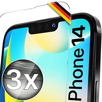 Obrázek UTECTION 3X ochranná fólie na iPhone 14 Velmi snadná aplikace Vysoce kvalitní ochrana displeje 9H ze skla perfektní vpředu pro obaly &amp; pouzdra 3 kusy..