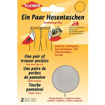 Obrázek Kleiber + Co.GmbH Quick EIN párová kapsa kalhot, 50% bavlna/50% polyester, 02 světle šedá, 18,5 cm x 16
