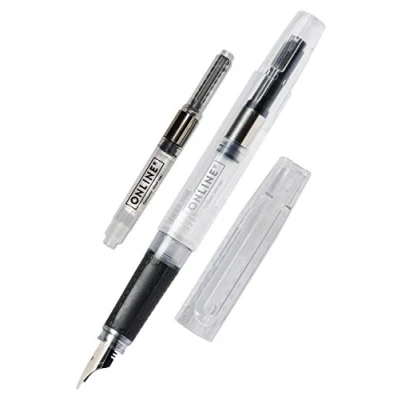 Obrázek ONLINE Bachelor plnicí pero, transparentní široké kaligrafické pero 0,8 mm, pro standardní inkoustové kazety, ergonomický násadka, udržitelný převodník, písemník/deník/kaligrafii