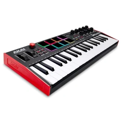 Obrázek AKAI Professional MPK Mini Plus 37tlačítkový USB Midi Keyboard Controller s 8 RGB MPC podložkami, otočnými regulátory a software pro produkci hudby PC Mac