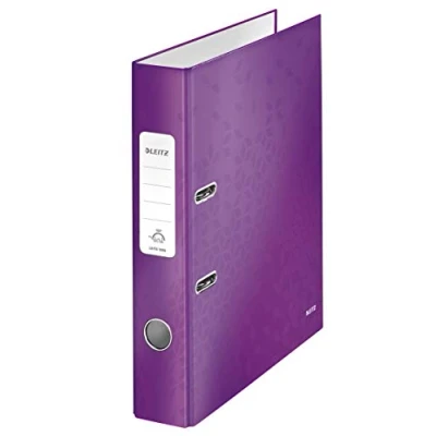 Obrázek Leitz 10060062 kvalitní složka (A4, zadní šířka 5,2 cm, šedá lepenka s laminovaným povrchem, WOW) lesklá fialová, design se může lišit