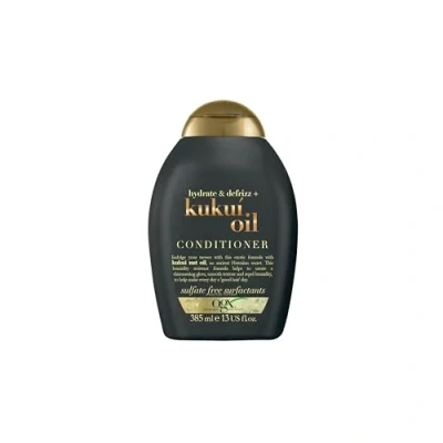Obrázek OGX Hydrate &amp; Defrizz Kukui Oil Conditioner (385 ml), feuchtigkeitsspendende Haarspülung mit Kukuinussöl, Anti Frizz Formel für wunderbar schimmernden Glanz, ohne Sulfate