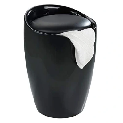 Obrázek Stolička Wenko 20630100 Candy Black koupelnová stolička, s odnímatelným pytlem na prádlo (100% polyester), plast ABS, 36 x 50,5 cm, černá