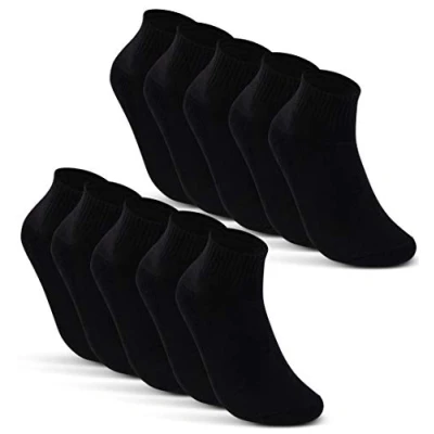 Obrázek Sneaker ponožky Quarter sportovní pánské a dámské (6 nebo 12 párů) polstrované froté podrážkou prodyšná bavlna, 10 párů černé (16200)