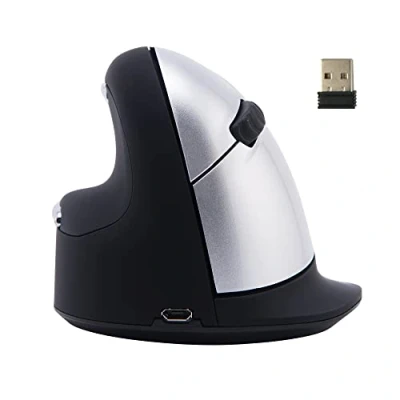 Obrázek R Go Tools HE myš, ergonomický design, vertikální myš pro leváky, velká (délka ruky přes 185 mm), bezdrátová, Windows, Mac, Linux, černá, RgoHELELAWL