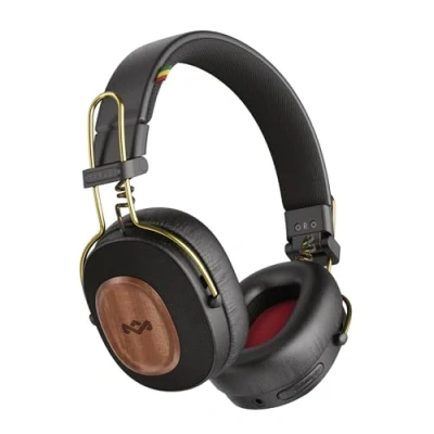 Obrázek Marley Bezdrátová sluchátka na uši od Positive Vibration Riddim Bluetooth sluchátka, doba hraní 50 hodin, skládací s mikrofonem, rychlé nabíjení, udržitelné materiály, Rasta