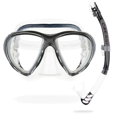 Obrázek Cressi Big Eyes Evo Alpha Ultra Dry Schnorchelset Schnorcheln Set mit Schnorchel und Taucherbrille wasserdichte Tauchmaske Anti Fog Leck aus Gehärtetem Glas Premium für Erwachsene