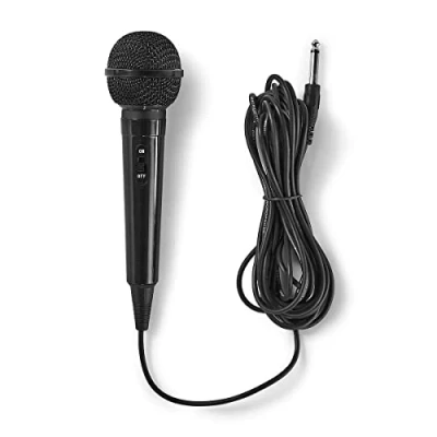 Obrázek NEDIS Kabelový mikrofon Cardioid pevný kabel 5. 00 m 80 Hz 12 kHz 600 Ohm 75 dB vypínač ABS černý MPWD01BK